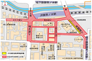 地図：御茶ノ水駅禁止区域