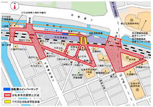 地図：水道橋駅禁止区域