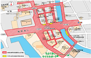 地図：九段下駅禁止区域