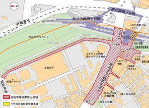 地図：四ツ谷駅禁止区域