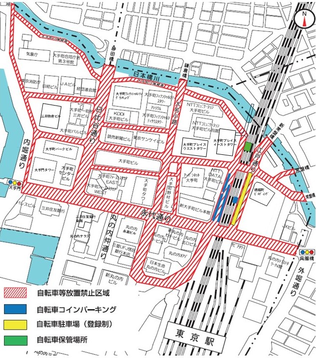 地図：大手町駅禁止区域