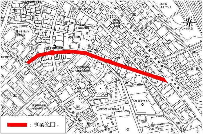 画像：大神宮通りの電線共同溝整備事業範囲図