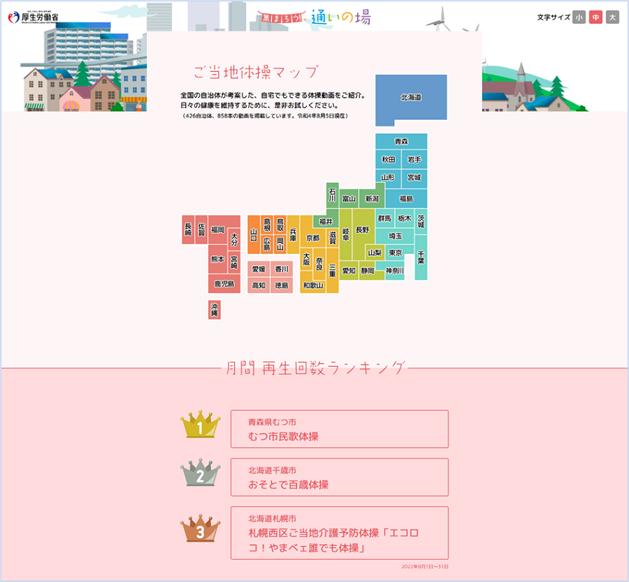 画像：厚生労働省出典・ご当地体操マップ