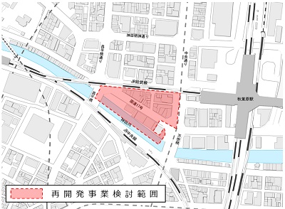 画像：再開発事業検討範囲 地図