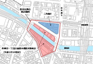 画像：外神田一丁目計画基本構想対象地区の地図