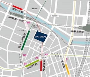 画像：ワテラスコモン周辺地図