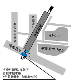 地図：有楽町駅自転車駐車場の案内