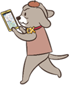 画像：スマホを見るキャラクターのイラスト