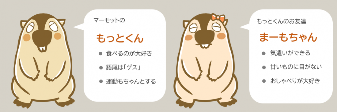 画像：「千代田区一体的実施事業」のマスコットキャラクター（もっとくん・まーもちゃん）