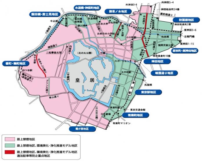 環境美化・浄化推進モデル地区、路上喫煙地区