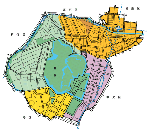 画像：区域ごとに色分けされた地図