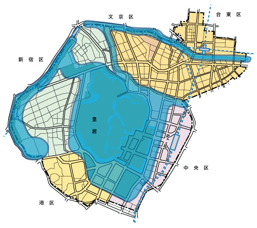 画像：該当ゾーンに色分けされた地図