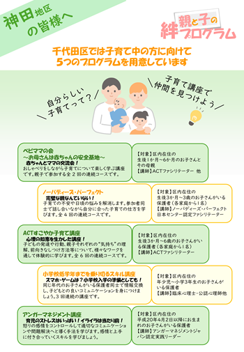 画像リンク：神田地区の皆様へ 親と子の絆プログラムちらし